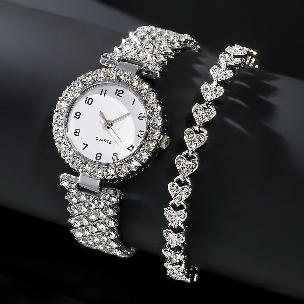 Fashion 2pcs Luxury Women's Quartz Wristwatch with Alloy Bracelet
