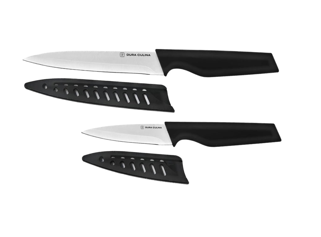 2-Piece Utility Knife Set - High Carbon Stainless Steel Blades with Ergonomic Handles, Matching Blade Guards,