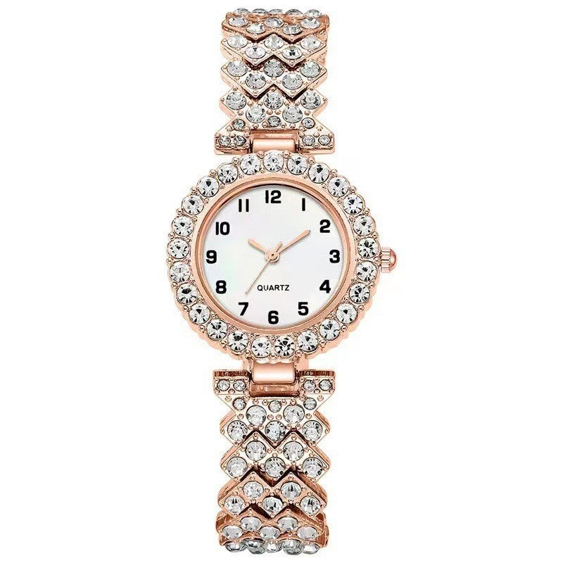 Fashion 2pcs Luxury Women's Quartz Wristwatch with Alloy Bracelet