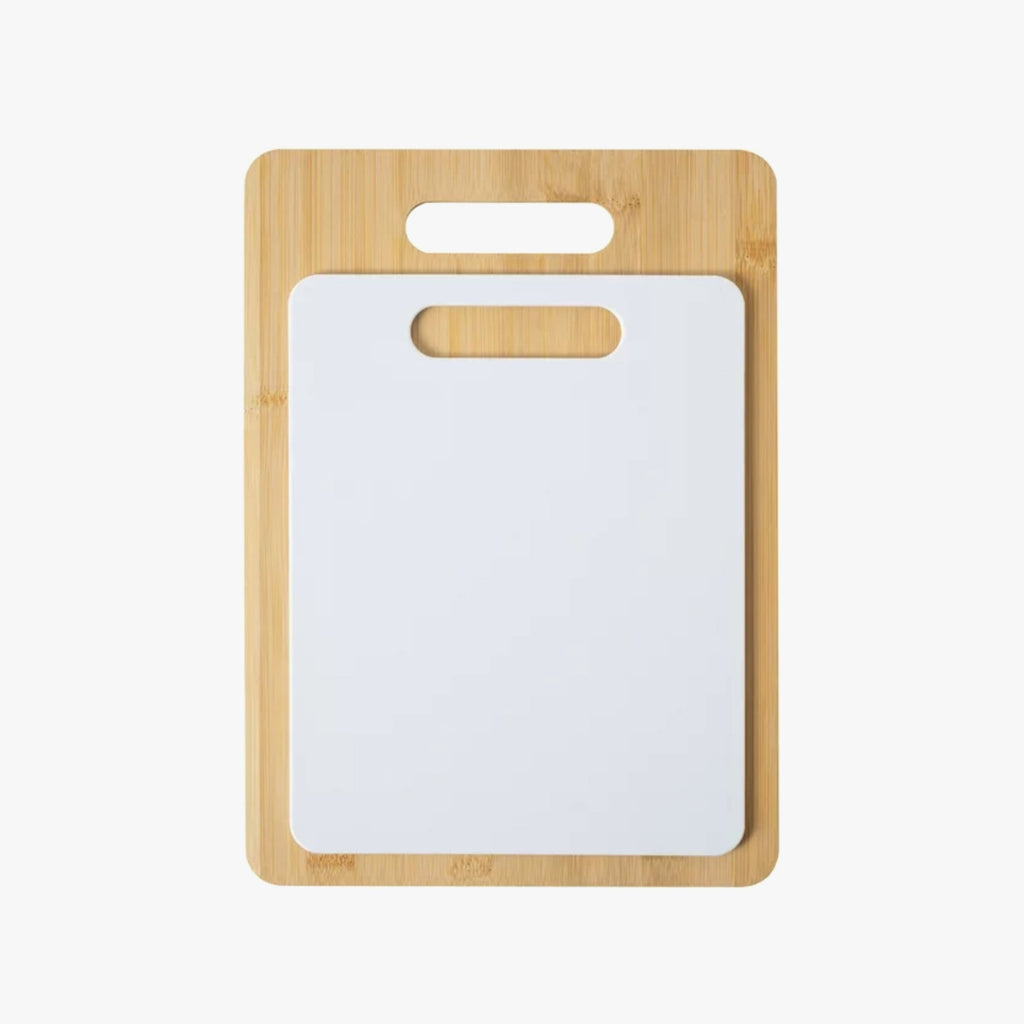 2-Piece Bamboo and Poly Cutting Board Set – Eco-Friendly Bamboo & Durable Poly Chopping Boards, White